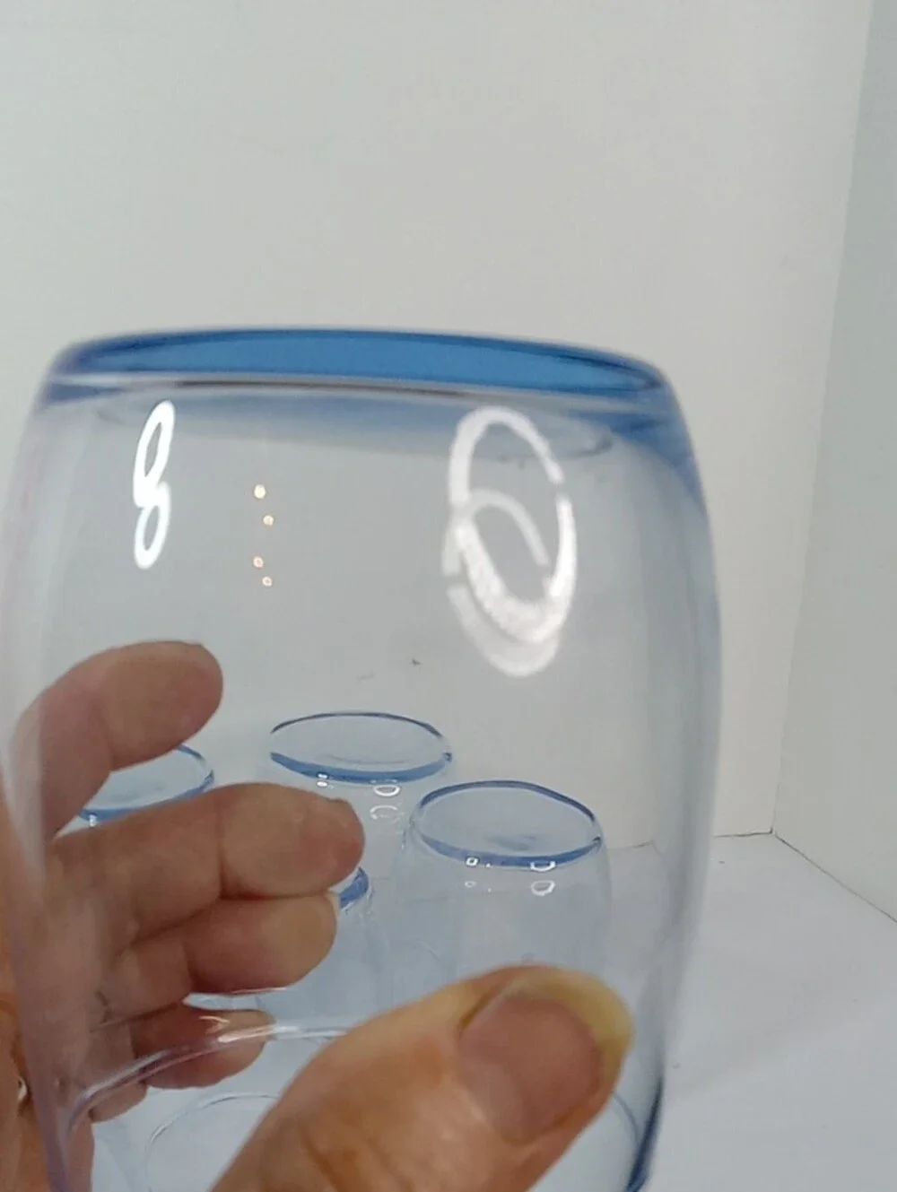 Vintage Libbey Set of 6 Misty Blue Curved Water Drinking Glasses